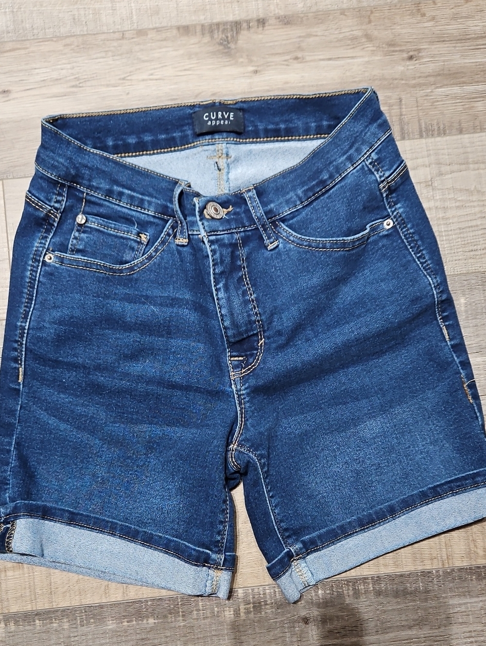CURVE Women's Dark Blue Stretch Denim Shorts